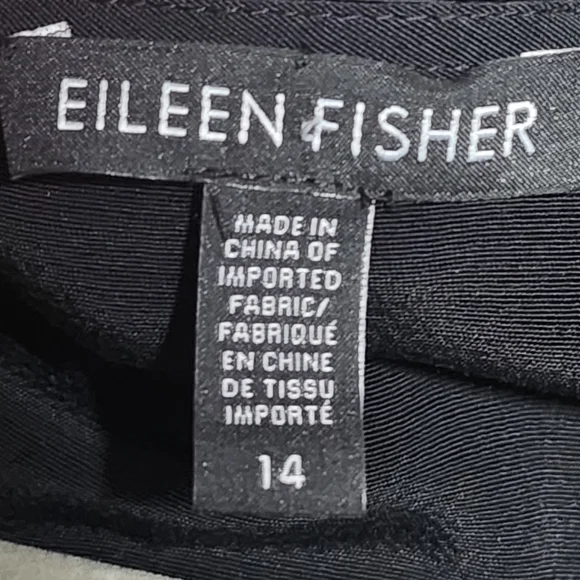 EILEEN FISHER Black Wrap Dress Womens Size 14 Tencel Short Sleeve Midi Minimal - Picture 10 of 14